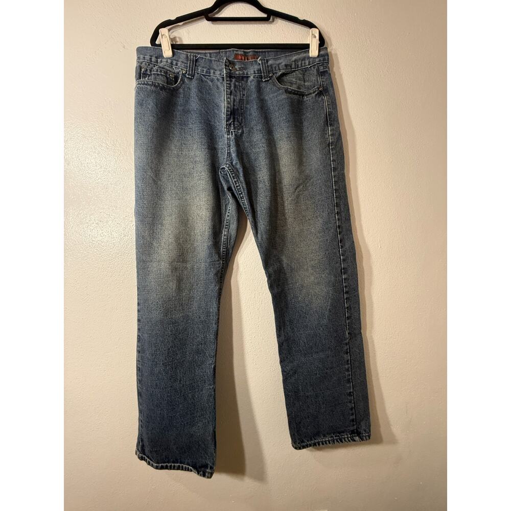 River Rock Men 40x30 Jeans Blue Denim Straight Leg Faded Wash